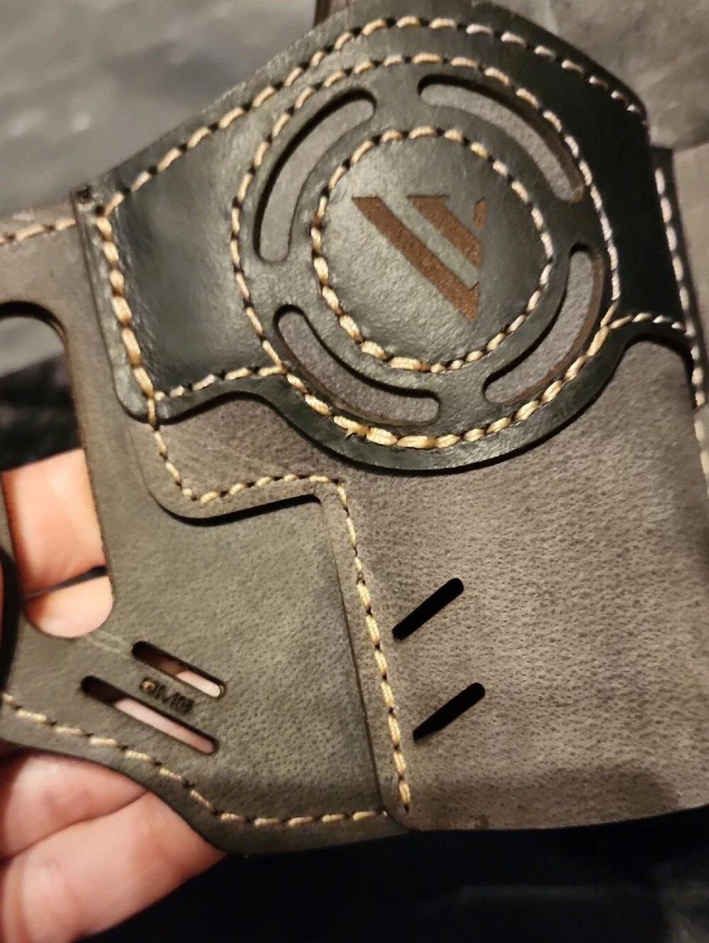 Men's Leather Dual-Pocket Belt Holster - Gray with Black Accent(NWT)